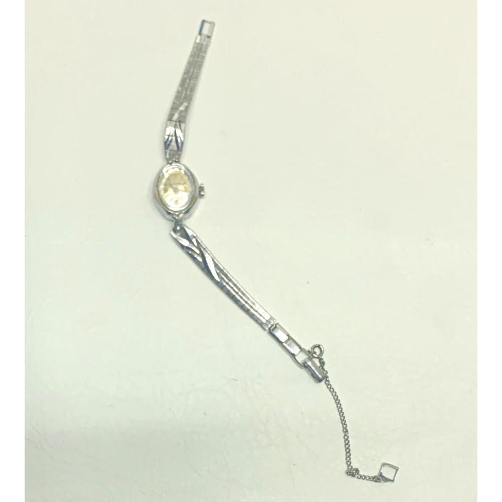 Jean Valliere Women's Vintage 17J Manual Mechanical Oval Silver Bracelet Watch